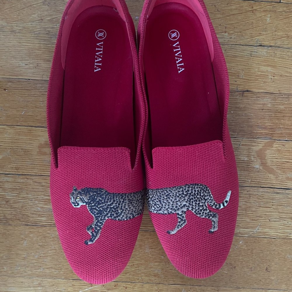 Vivaia Leopard Red Slip-on Shoes